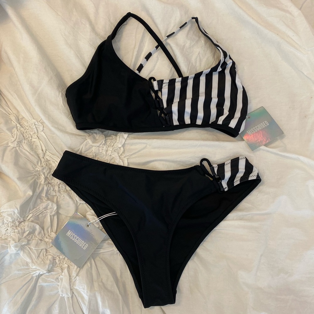 missguided striped bikini